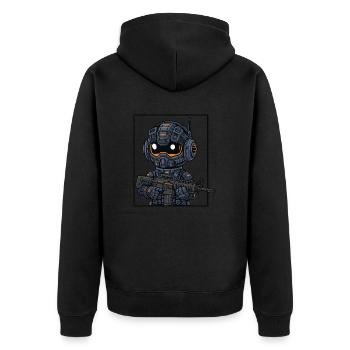 kleiner süsser futuristicher wächter - Unisex Premium Bio Zip Hoodie - Schwarz - Hinten - Nico (187cm)