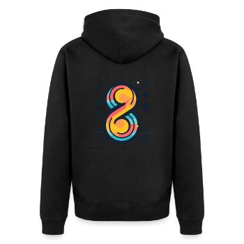 Farbige Zahl Acht - Unisex Premium Bio Zip Hoodie - Schwarz - Hinten - Nico (187cm)