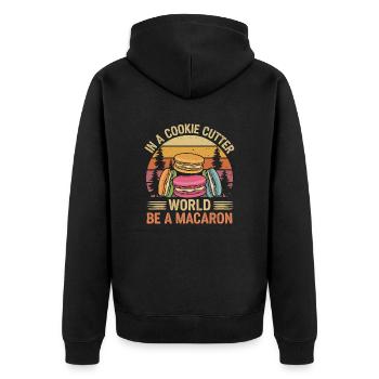 Bunte Vielfalt statt Einheitsbrei - Unisex Premium Bio Zip Hoodie - Schwarz - Hinten - Nico (187cm)