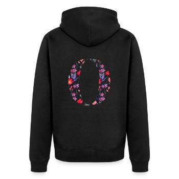Personalisierter Blumenbrief o - Geschenkidee - Unisex Premium Bio Zip Hoodie - Schwarz - Hinten - Nico (187cm)