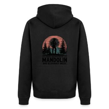 Liebe zur Mandoline und Bluegrass - Unisex Premium Bio Zip Hoodie - Schwarz - Hinten - Nico (187cm)