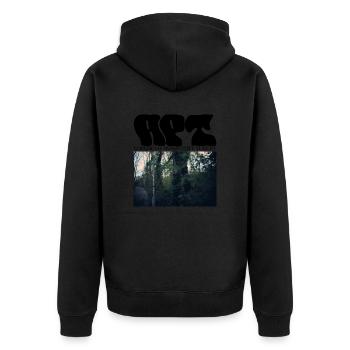 APT - Unisex Premium Bio Zip Hoodie - Schwarz - Hinten - Nico (187cm)
