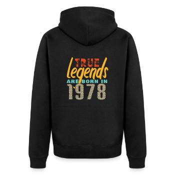 Les vrais légendes sont nés en 1978. Année 2025. - Veste à capuche bio Premium Unisexe - noir - Dos - Nico (187cm)