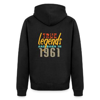 Les vrais légendes sont nés en 1961. Année 2025. - Veste à capuche bio Premium Unisexe - noir - Dos - Nico (187cm)