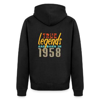Les vrais légendes sont nés en 1958. Année 2025. - Veste à capuche bio Premium Unisexe - noir - Dos - Nico (187cm)