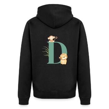 Letter d green jungle animals - Unisex Premium Organic Zip Hoodie - black - Back - Nico (187cm)