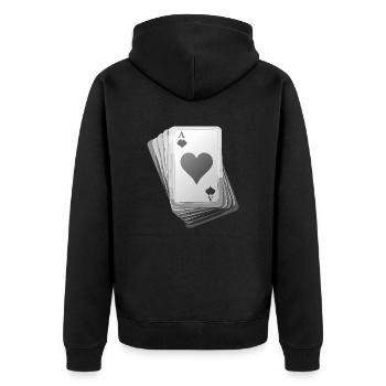 Cards black/white - Unisex Premium Bio Zip Hoodie - Schwarz - Hinten - Nico (187cm)