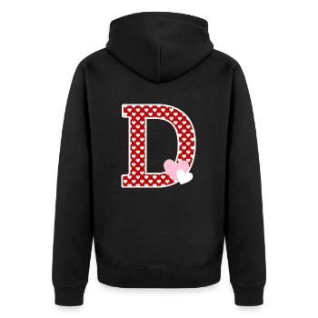 Lettre D cœur - Veste à capuche bio Premium Unisexe - noir - Dos - Nico (187cm)