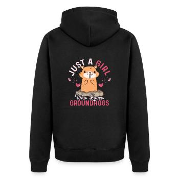 Juste une fille qui aime les marmottes, les rongeurs animaux - Veste à capuche bio Premium Unisexe - noir - Dos - Nico (187cm)