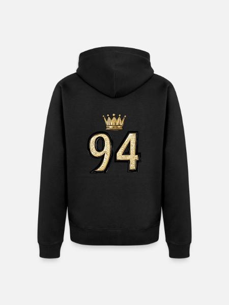 94 Zahl Krone - Unisex Premium Bio Zip Hoodie - Schwarz