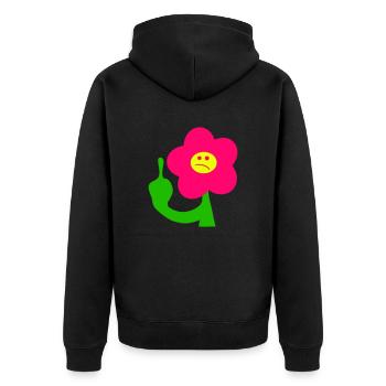 Fuck You Flower - Unisex Premium Bio Zip Hoodie - Schwarz - Hinten - Nico (187cm)