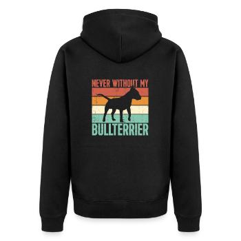 Never without my Bull Terrier - Unisex Premium Organic Zip Hoodie - black - Back - Nico (187cm)