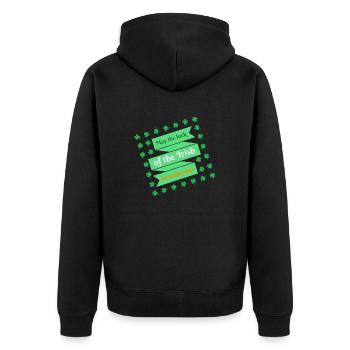 St. Patrick's Day Banner Happiness Clover Leaves Green - Unisex Premium Organic Zip Hoodie - black - Back - Nico (187cm)