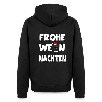 Frohe Weihnachten Lustiger Spruch Wein Geschenk - Unisex Premium Bio Zip Hoodie - Schwarz - Hinten - Nico (187cm)