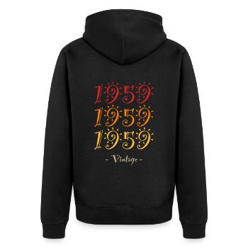 1959 vintage - Unisex Premium Organic Zip Hoodie - black - Back - Nico (187cm)