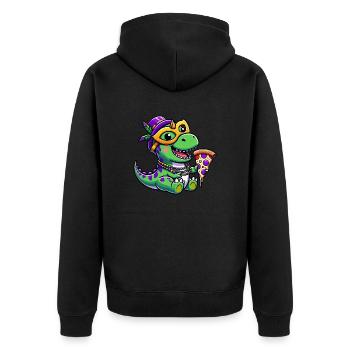 Mardi Gras T-Rex, Dinosaur Carnival, Colorful - Unisex Premium Organic Zip Hoodie - black - Back - Nico (187cm)