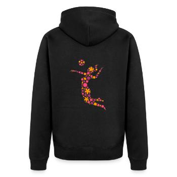 Volleyballerin Mädchen Volleyball Spielerin Blumen - Unisex Premium Bio Zip Hoodie - Schwarz - Hinten - Nico (187cm)