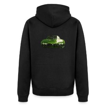 AR MONTREAL Illustration frontat – grün - Unisex Premium Bio Zip Hoodie - Schwarz - Hinten - Nico (187cm)