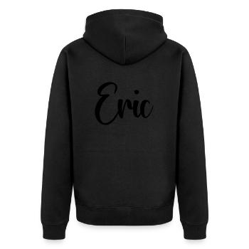 Name - Eric - Unisex Premium Bio Zip Hoodie - Schwarz - Hinten - Nico (187cm)