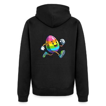 Easter Easter Egg Cute Comic Cartoon Jogger Marathon - Unisex Premium Organic Zip Hoodie - black - Back - Nico (187cm)