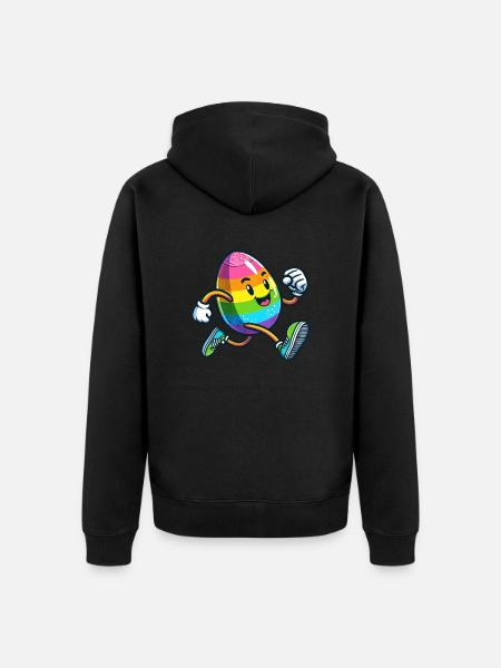 Ostern Osterei Süß Comic Cartoon Jogger Marathon - Unisex Premium Bio Zip Hoodie - Schwarz