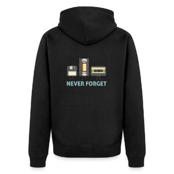 Never Forget Floppy Disk Video Tape Cassette - Unisex Premium Organic Zip Hoodie - black - Back - Nico (187cm)