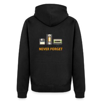 Never Forget Floppy Disk Video Tape Cassette - Unisex Premium Organic Zip Hoodie - black - Back - Nico (187cm)