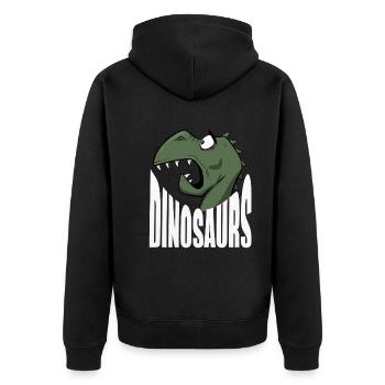 Drôle de chemise Dino, Dinosaures, Enfants, Autocollants - Veste à capuche bio Premium Unisexe - noir - Dos - Nico (187cm)