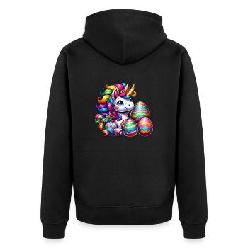 Easter Unicorn & Colorful Eggs - Unisex Premium Organic Zip Hoodie - black - Back - Nico (187cm)