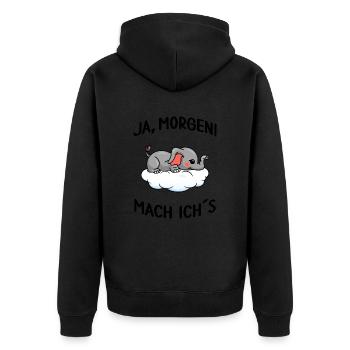 Elefant chillt Mittagsschlaf Pausemodus Feierabend - Unisex Premium Bio Zip Hoodie - Schwarz - Hinten - Nico (187cm)