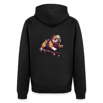 Cool Bulldog Skateboarder en action - Veste à capuche bio Premium Unisexe - noir - Dos - Nico (187cm)