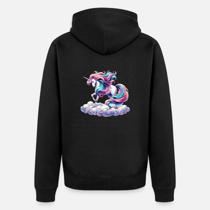 Mythisches Einhorn - Unisex Premium Bio Zip Hoodie - Schwarz