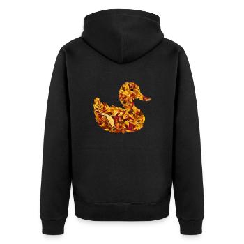 Ente Herbstlich Herbstlaub - Unisex Premium Bio Zip Hoodie - Schwarz - Hinten - Nico (187cm)