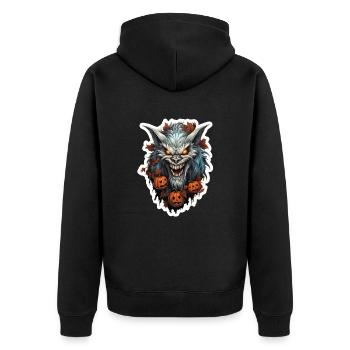 Werwolf Halloween - Unisex Premium Bio Zip Hoodie - Schwarz - Hinten - Nico (187cm)