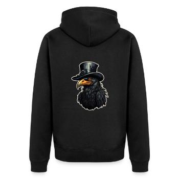 Halloween Bird with Top Hat - Unisex Premium Organic Zip Hoodie - black - Back - Nico (187cm)