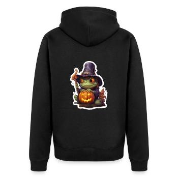 Halloween Frosch - Unisex Premium Bio Zip Hoodie - Schwarz - Hinten - Nico (187cm)