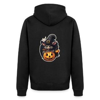 Halloween - Unisex Premium Bio Zip Hoodie - Schwarz - Hinten - Nico (187cm)