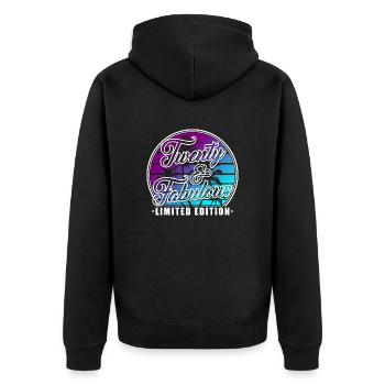 20 Geburtstag Geschenk Geburtstagsspruch 20 Jahre - Unisex Premium Bio Zip Hoodie - Schwarz - Hinten - Nico (187cm)