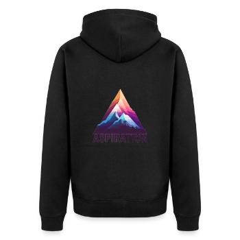 Mountain Aspiration - Unisex Premium Bio Zip Hoodie - Schwarz - Hinten - Nico (187cm)