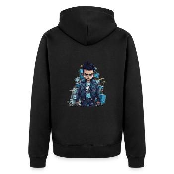 Drummer Drums Schlagzeug - Unisex Premium Bio Zip Hoodie - Schwarz - Hinten - Nico (187cm)