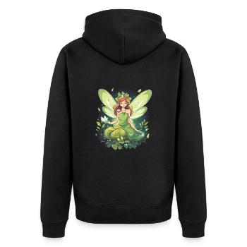Wald Fee - Unisex Premium Bio Zip Hoodie - Schwarz - Hinten - Nico (187cm)