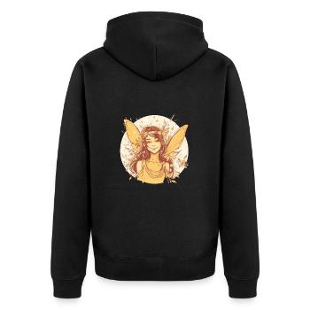 Wald Fee - Unisex Premium Bio Zip Hoodie - Schwarz - Hinten - Nico (187cm)