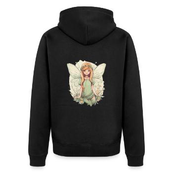 Wald Fee - Unisex Premium Bio Zip Hoodie - Schwarz - Hinten - Nico (187cm)