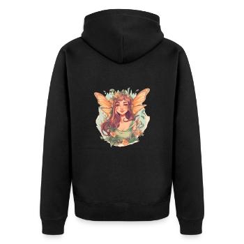 Wald Fee - Unisex Premium Bio Zip Hoodie - Schwarz - Hinten - Nico (187cm)