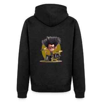 Drummer man - Unisex Premium Bio Zip Hoodie - Schwarz - Hinten - Nico (187cm)