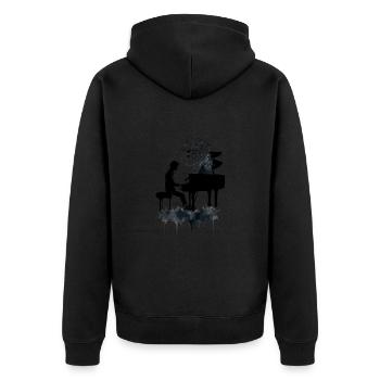 Piano Spieler - Unisex Premium Bio Zip Hoodie - Schwarz - Hinten - Nico (187cm)