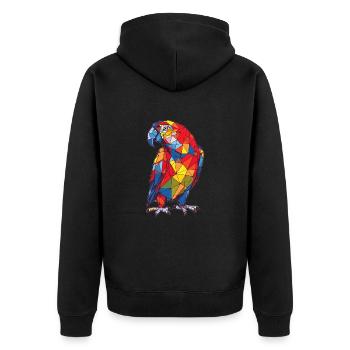 Papagei - Unisex Premium Bio Zip Hoodie - Schwarz - Hinten - Nico (187cm)