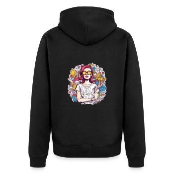 Frau - Unisex Premium Bio Zip Hoodie - Schwarz - Hinten - Nico (187cm)