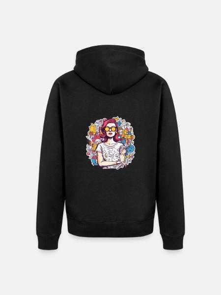 Frau - Unisex Premium Bio Zip Hoodie - Schwarz