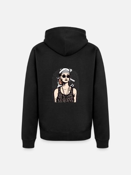 Frau - Unisex Premium Bio Zip Hoodie - Schwarz